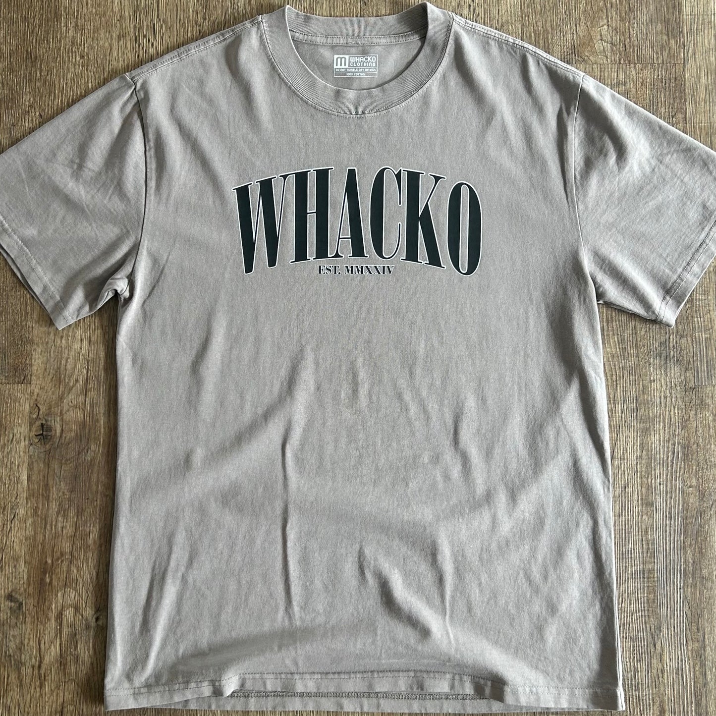 Grey oversized mens tshirt, detail, Whacko Clothing