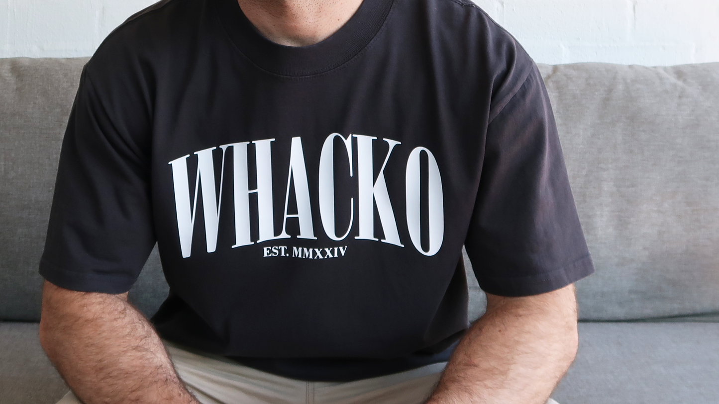 Black oversized mens tshirt, model, Whacko Clothing