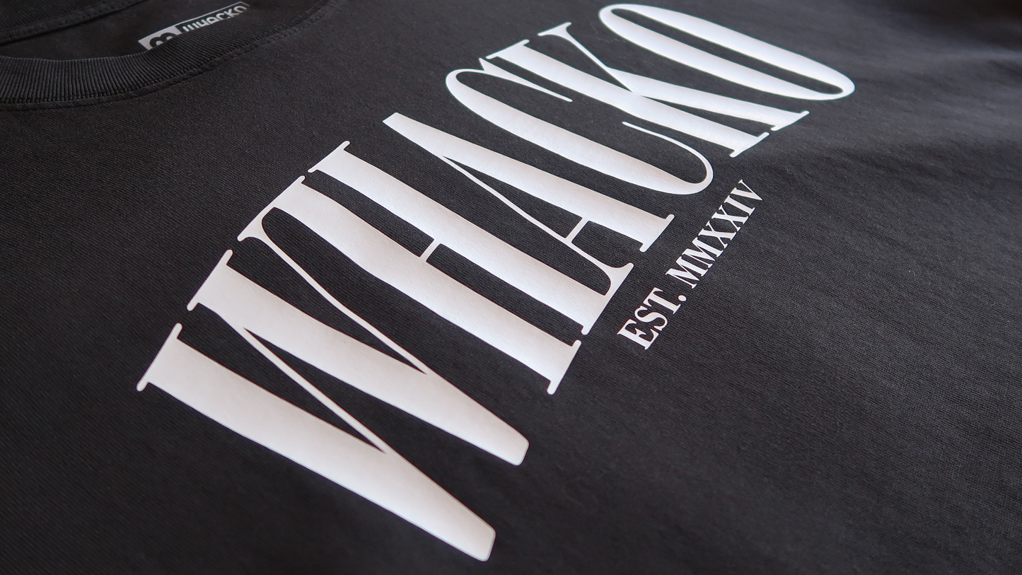 Black oversized mens tshirt, close up, Whacko Clothing