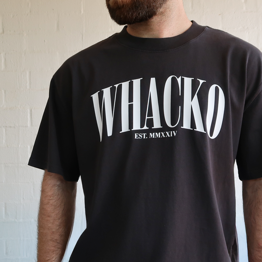 Black oversized mens tshirt, front side, Whacko Clothing