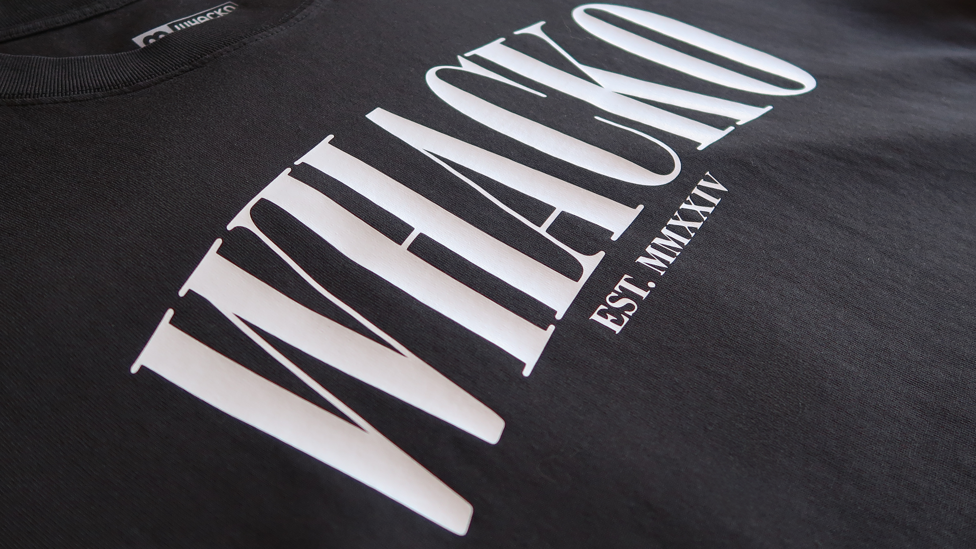 Black oversized mens tshirt, close up, Whacko Clothing