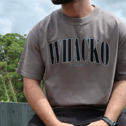 Grey oversized mens tshirt, front, Whacko Clothing