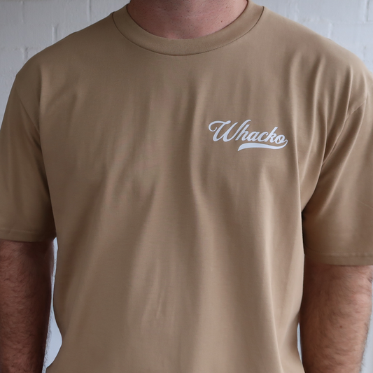Tan Staple mens tshirt, front, Whacko Clothing